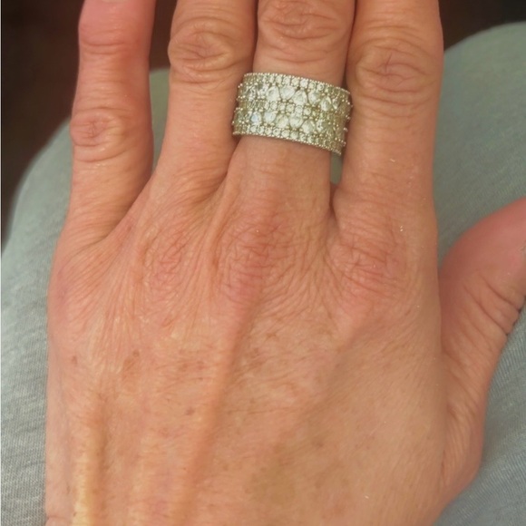 Jewelry - Wide Pave Crystal Band Ring - Silver